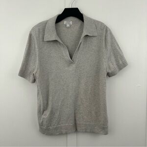 J. Crew Factory womens top short sleeves gray collar size L